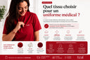 Uniforme médical rouge Kral en tissu polyester, viscose et élasthanne pour professionnels au Maroc.